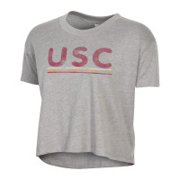 USC Trojans Women's Gray Headliner Crop T-Shirt